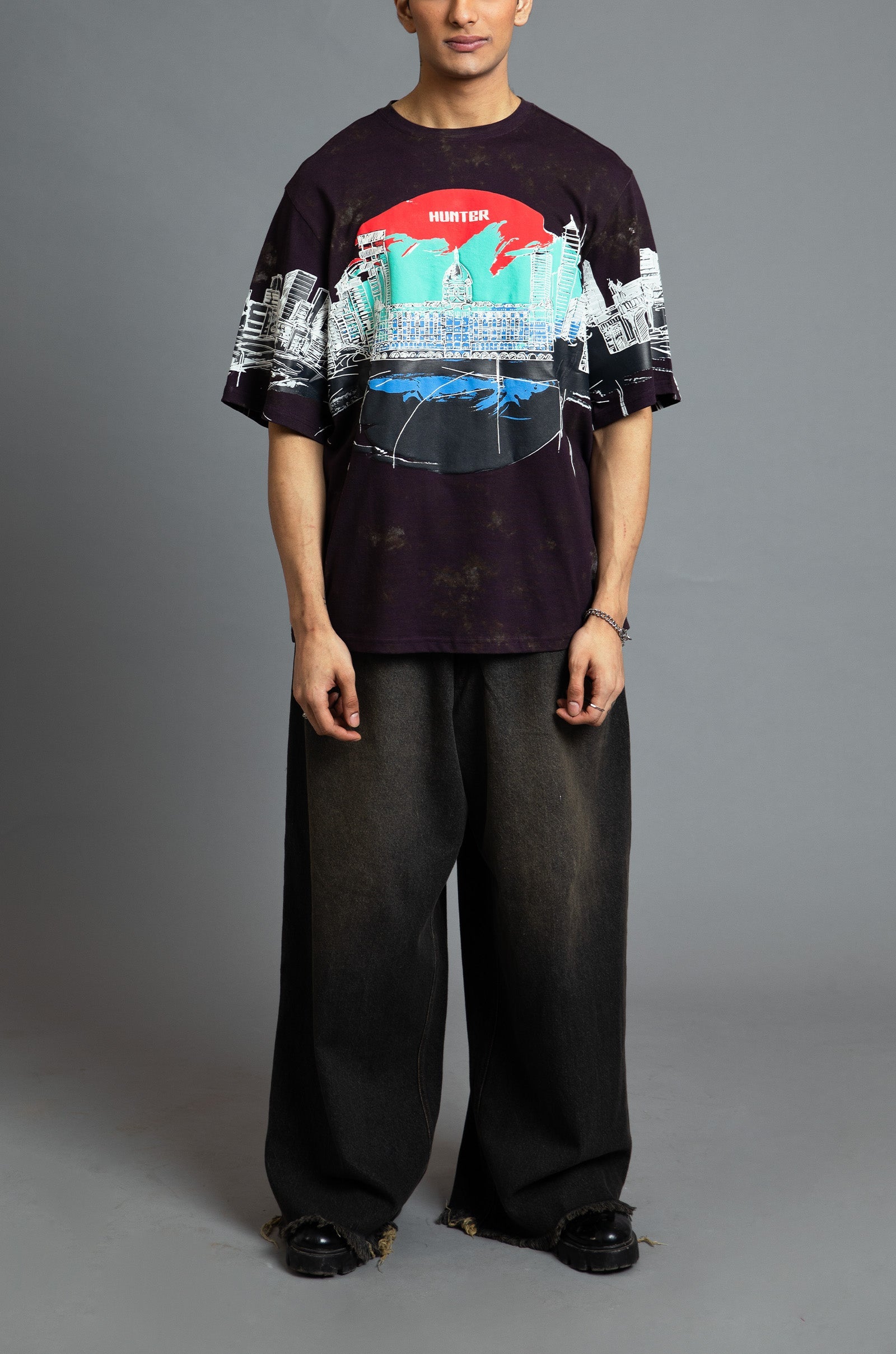 Royal Enfield Hunter 350 x HUEMN T-shirt (Dark Purple) | Huemn at Broadway