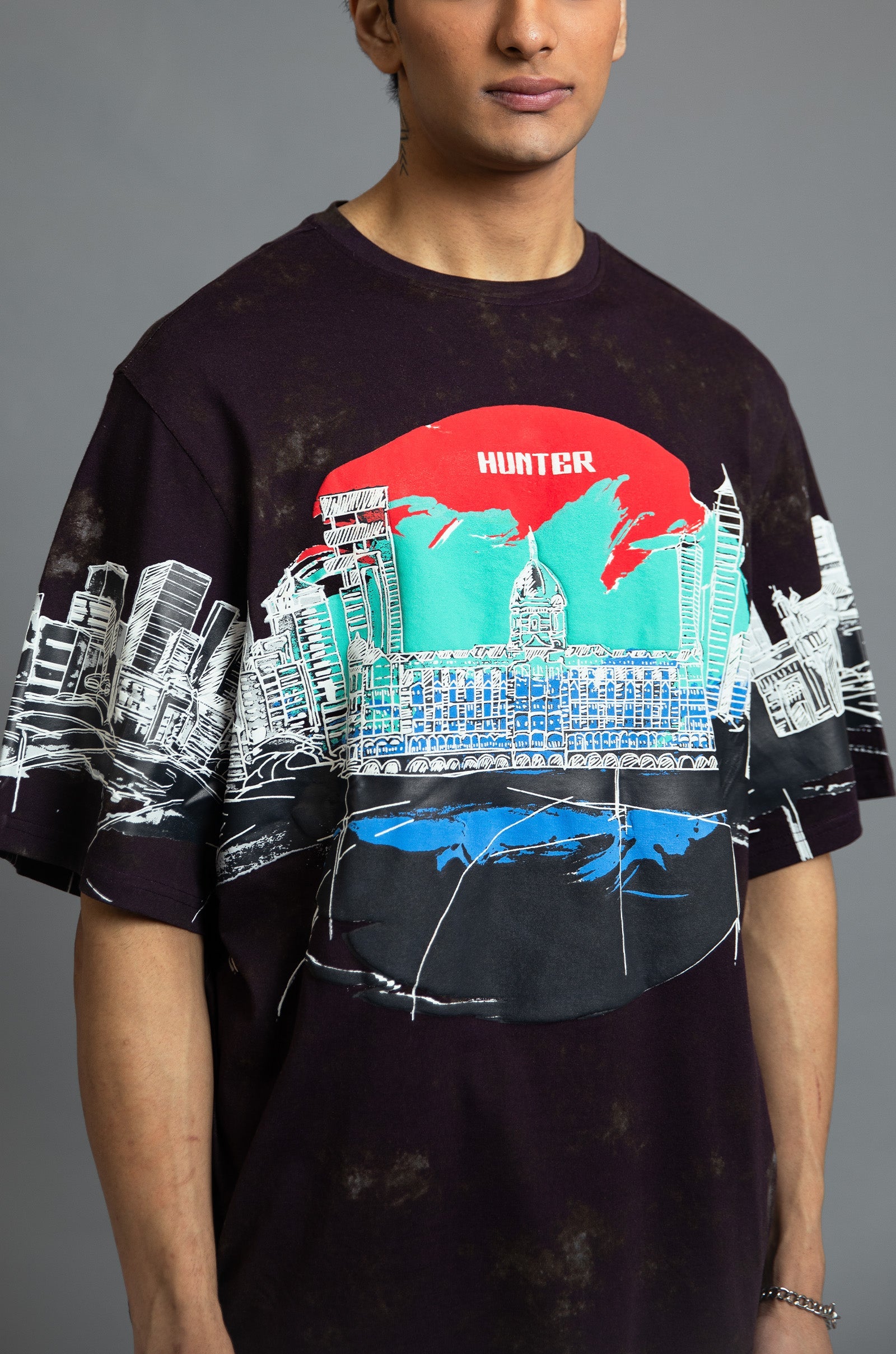Royal Enfield Hunter 350 x HUEMN T-shirt (Dark Purple) | Huemn at Broadway