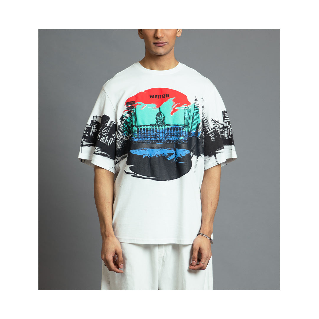 Royal Enfield Hunter 350 x HUEMN T-shirt (White) | Huemn at Broadway