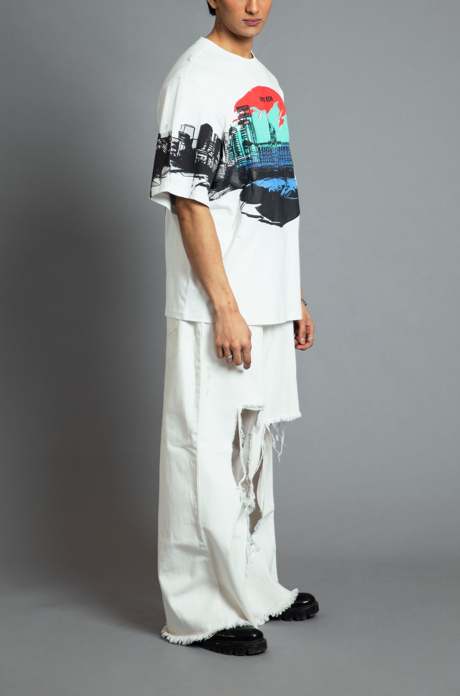 Royal Enfield Hunter 350 x HUEMN T-shirt (White) | Huemn at Broadway