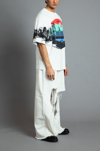 Royal Enfield Hunter 350 x HUEMN T-shirt (White) | Huemn at Broadway