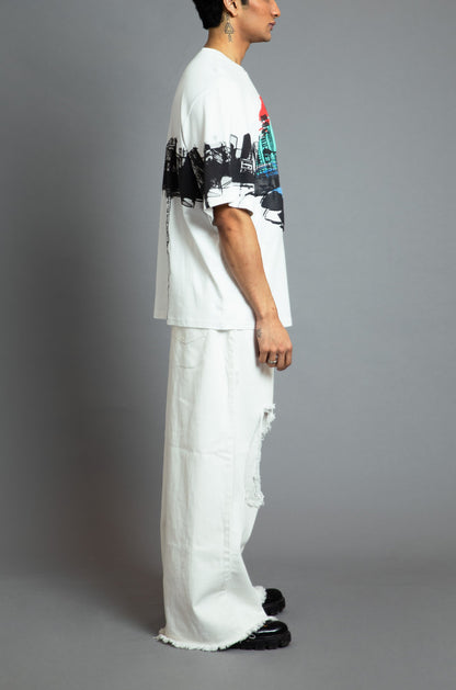 Royal Enfield Hunter 350 x HUEMN T-shirt (White) | Huemn at Broadway