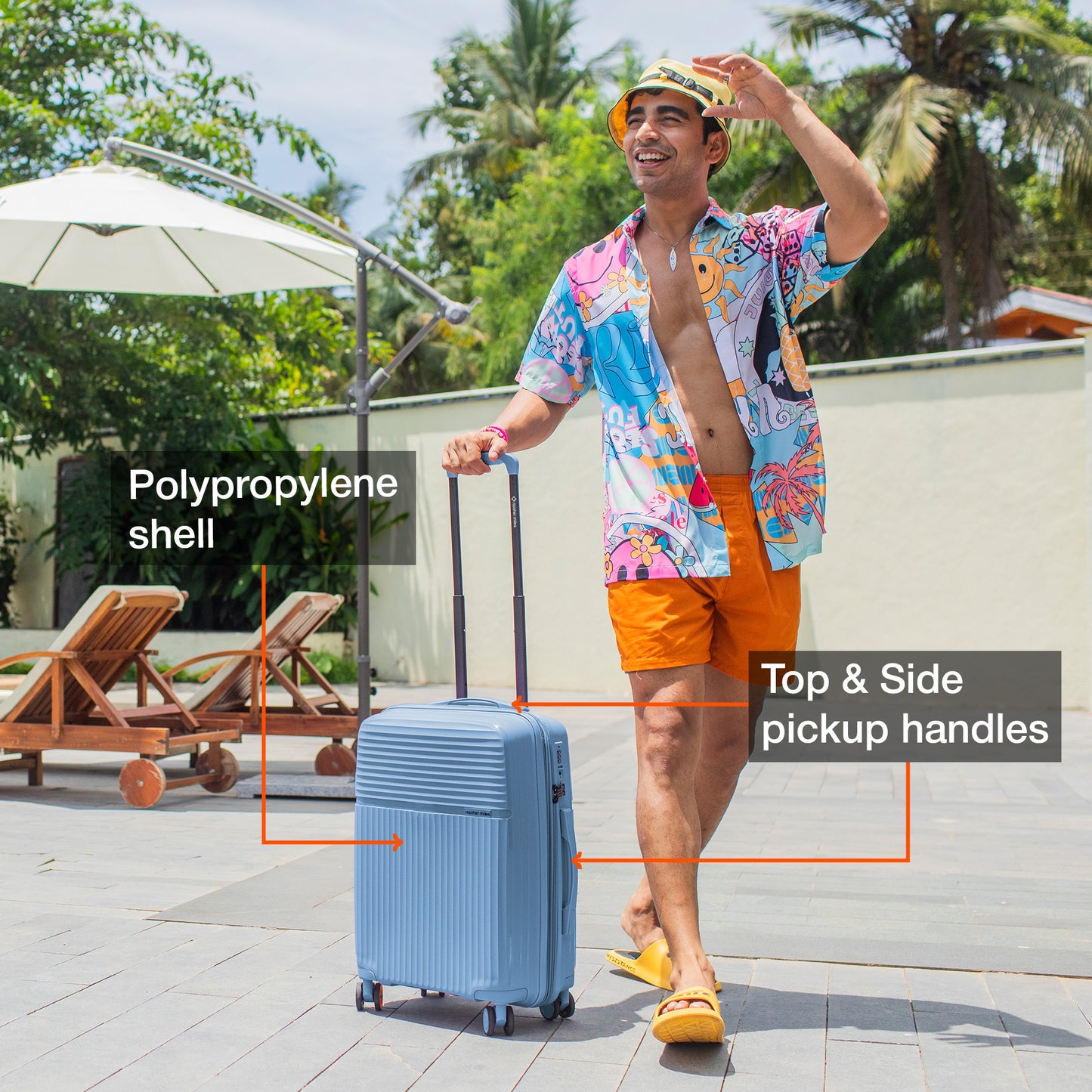 Nasher Miles Krabi Expander Hard-Sided Polypropylene Cabin Luggage Steel Blue 20 inch |55 Trolley Bag