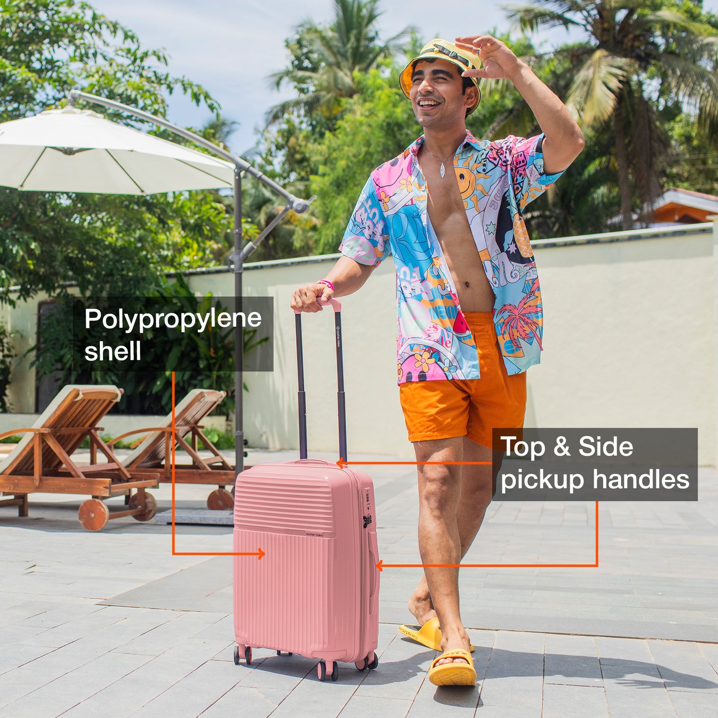 Nasher Miles Krabi Expander Hard-Sided Polypropylene Cabin Luggage Peach 20 inch |55 Trolley Bag