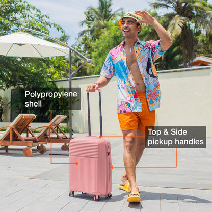 Nasher Miles Krabi Expander Hard-Sided Polypropylene Cabin Luggage Peach 20 inch |55 Trolley Bag