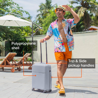 Nasher Miles Krabi Expander Hard-Sided Polypropylene Cabin Luggage Grey 20 inch |55 Trolley Bag