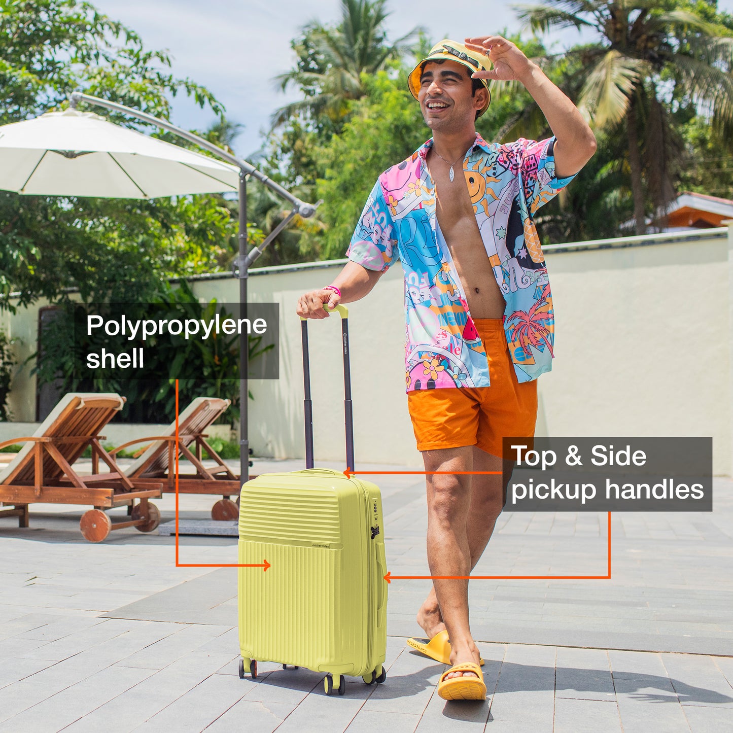 Nasher Miles Krabi Expander Hard-Sided Polypropylene Cabin Luggage Yellow 20 inch |55 Trolley Bag