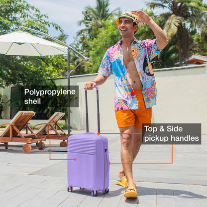 Nasher Miles Krabi Expander Hard-Sided Polypropylene Cabin Luggage Pastel Purple 20 inch |55 Trolley Bag