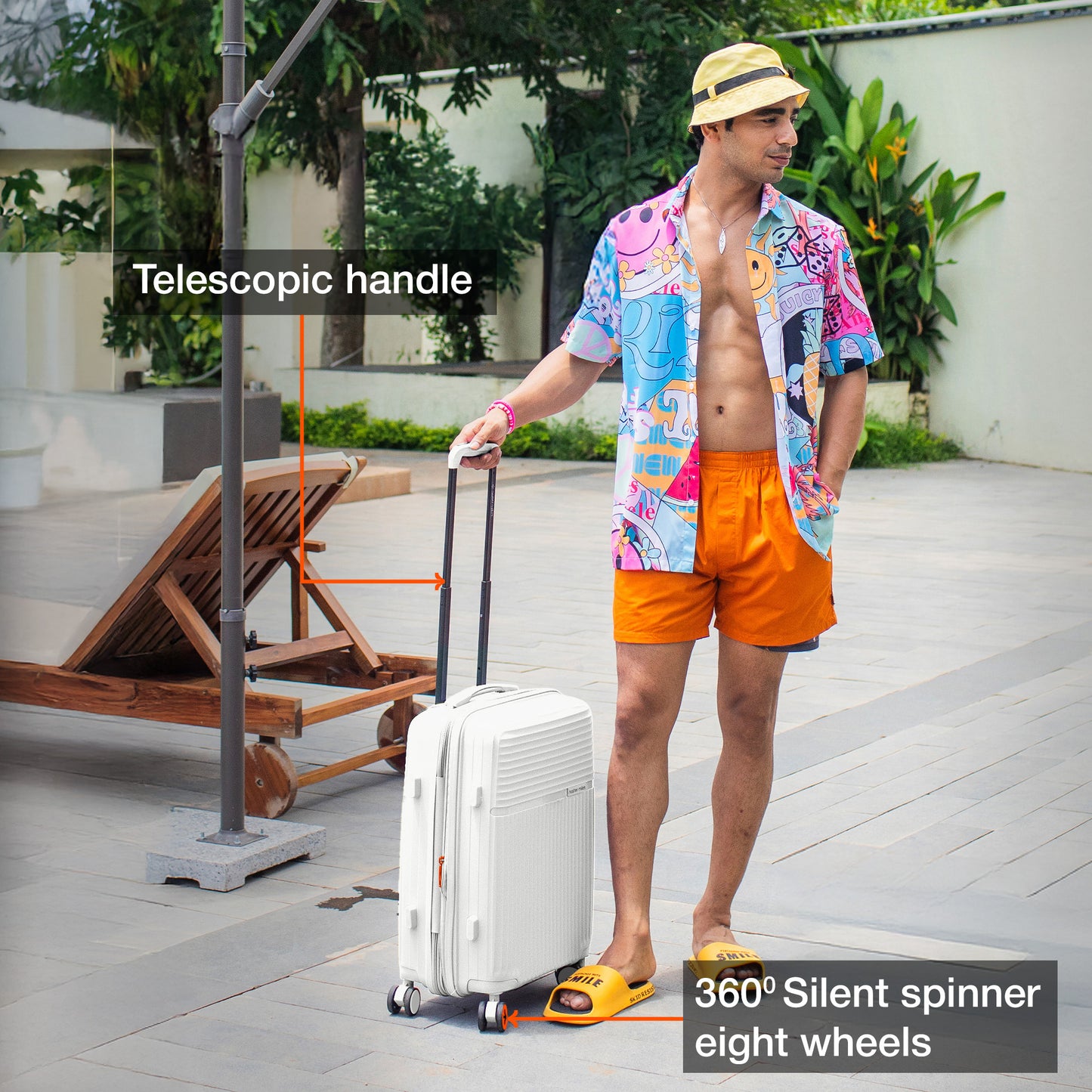 Nasher Miles Krabi Expander Hard-Sided Polypropylene Cabin Luggage White 20 inch |55 Trolley Bag