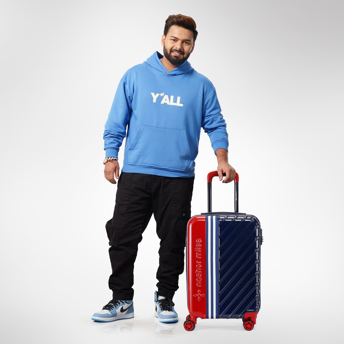 Nasher Miles Vegas Hard-Sided Polycarbonate Cabin Luggage Red&Blue 20 inch |55 Trolley Bag