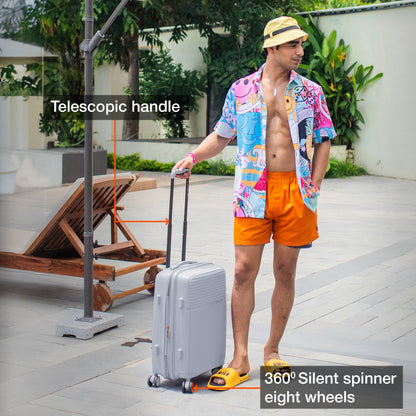 Nasher Miles Krabi Expander Hard-Sided Polypropylene Cabin Luggage Grey 20 inch |55 Trolley Bag