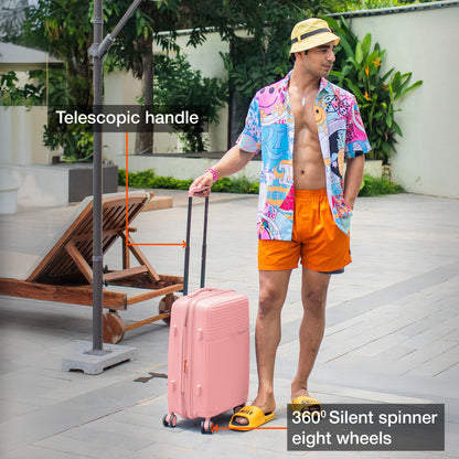 Nasher Miles Krabi Expander Hard-Sided Polypropylene Cabin Luggage Peach 20 inch |55 Trolley Bag