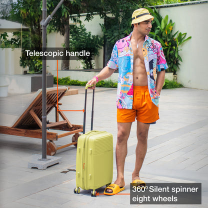 Nasher Miles Krabi Expander Hard-Sided Polypropylene Cabin Luggage Yellow 20 inch |55 Trolley Bag