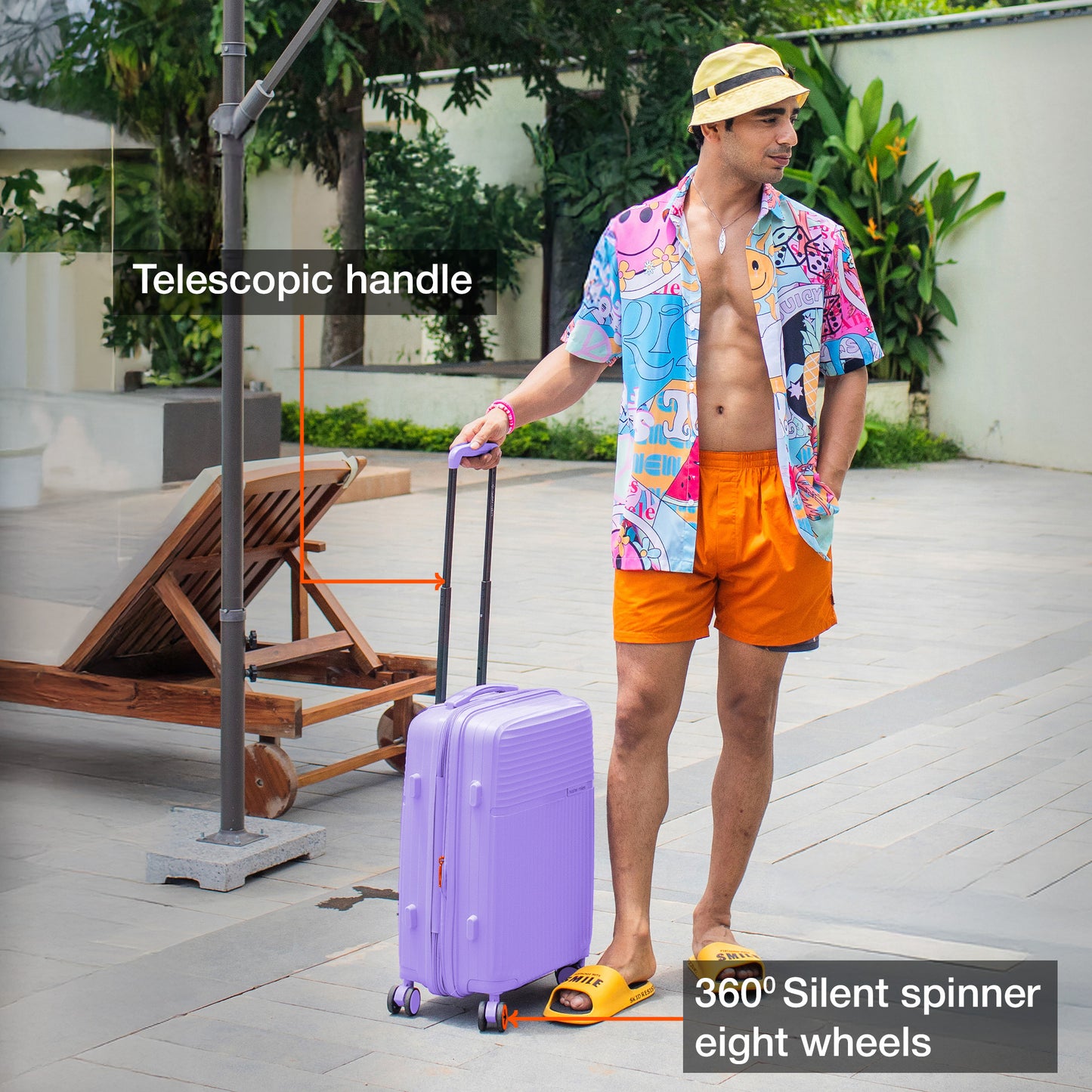 Nasher Miles Krabi Expander Hard-Sided Polypropylene Cabin Luggage Pastel Purple 20 inch |55 Trolley Bag