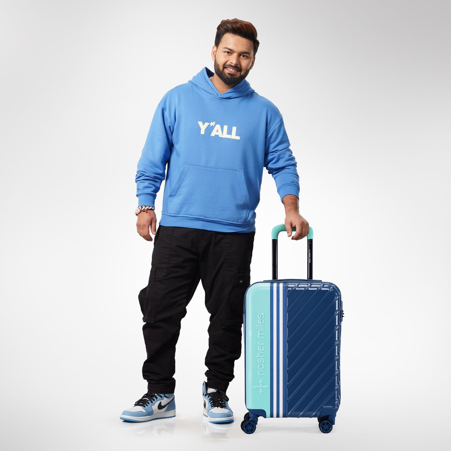 Nasher Miles Vegas Hard-Sided Polycarbonate Cabin Luggage Teal&Dark Blue 20 inch |55 Trolley Bag