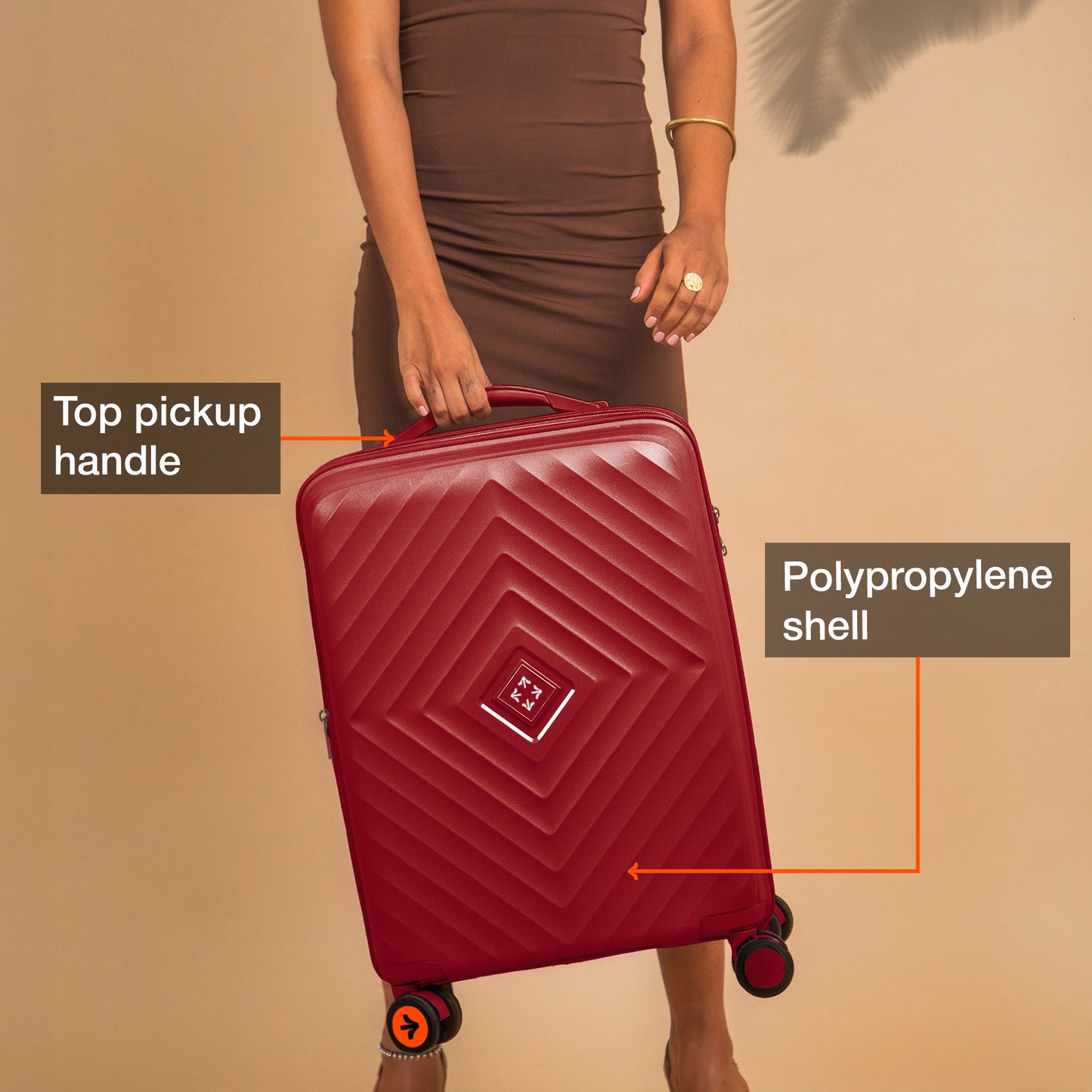 Nasher Miles Antwerp Hard-Sided Polypropylene Cabin Luggage 20 inch | 55cm TSA Lock 8 Wheels & Expander Small Trolley Bag for Travel | Suitcase (Maroon)