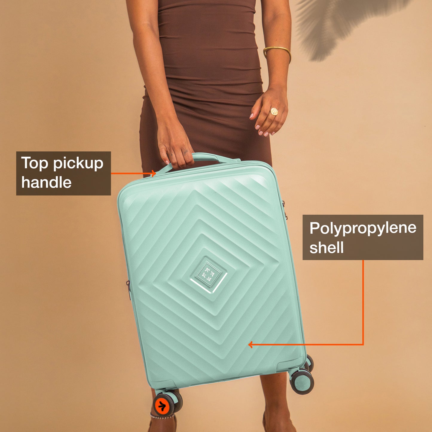 Nasher Miles Antwerp Hard-Sided Polypropylene Cabin Luggage 20 inch | 55cm TSA Lock 8 Wheels & Expander Small Trolley Bag for Travel | Suitcase (Pastel Green)