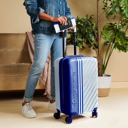 Nasher Miles Vegas Hard-Sided Polycarbonate Cabin Luggage Blue&Silver 20 inch |55 Trolley Bag