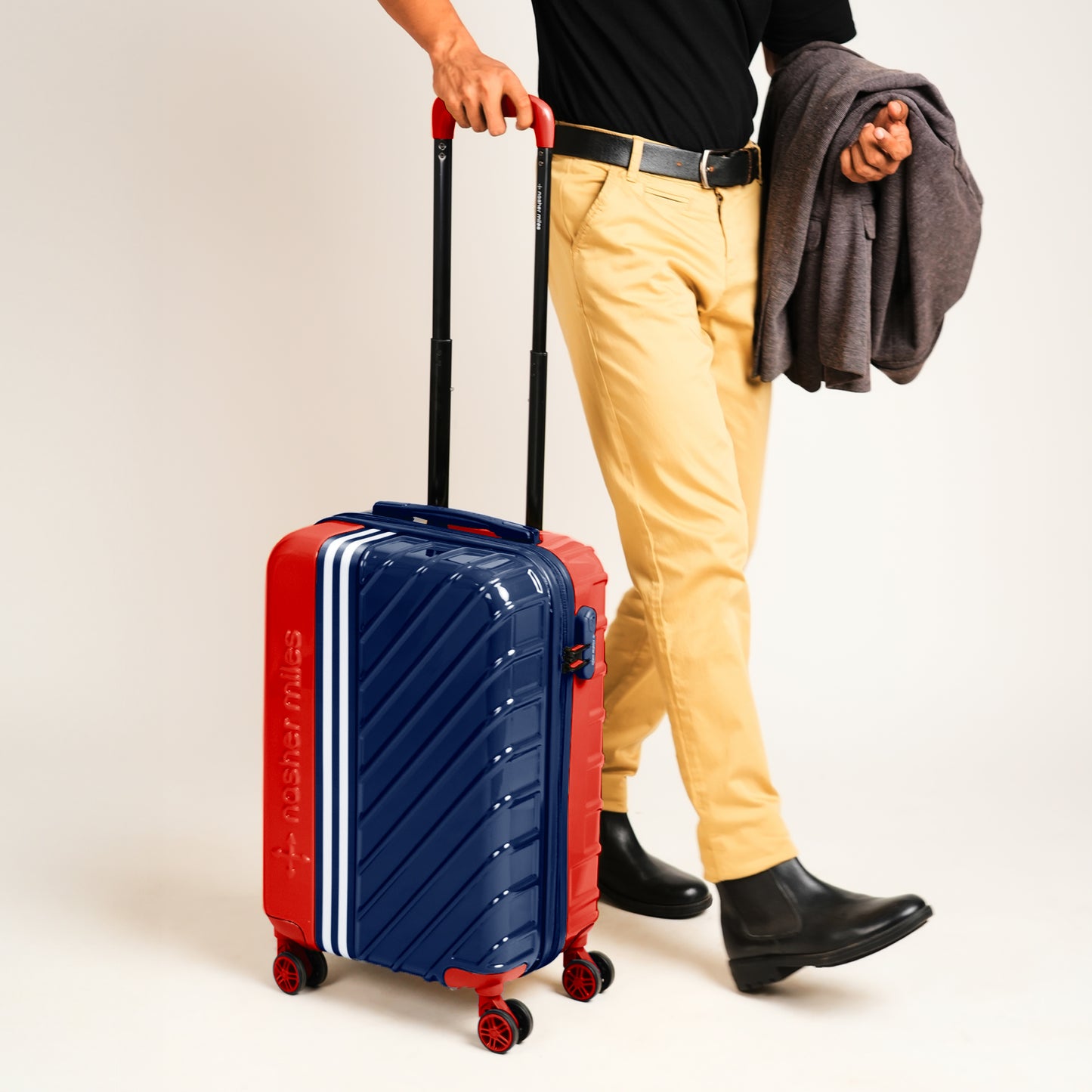 Nasher Miles Vegas Hard-Sided Polycarbonate Cabin Luggage Red&Blue 20 inch |55 Trolley Bag