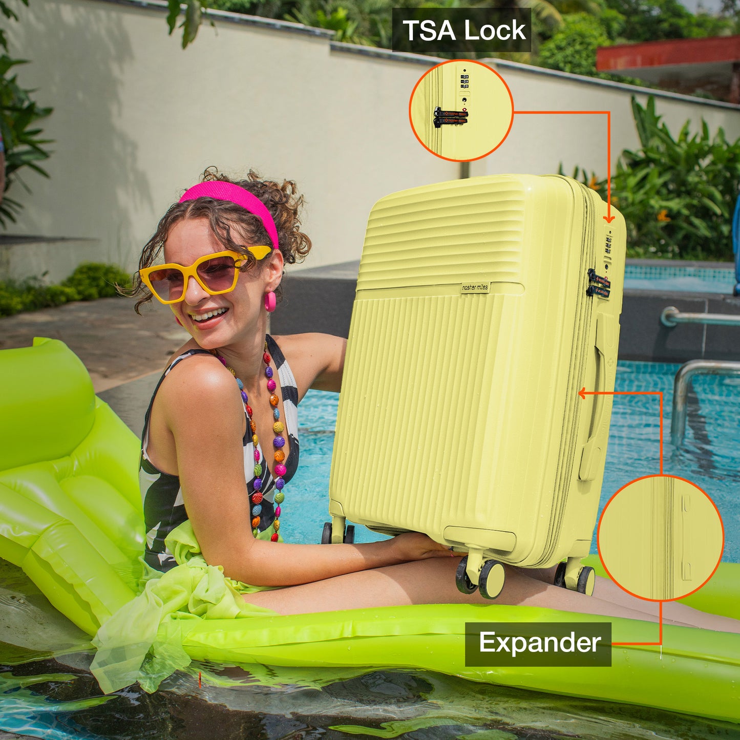 Nasher Miles Krabi Expander Hard-Sided Polypropylene Cabin Luggage Yellow 20 inch |55 Trolley Bag