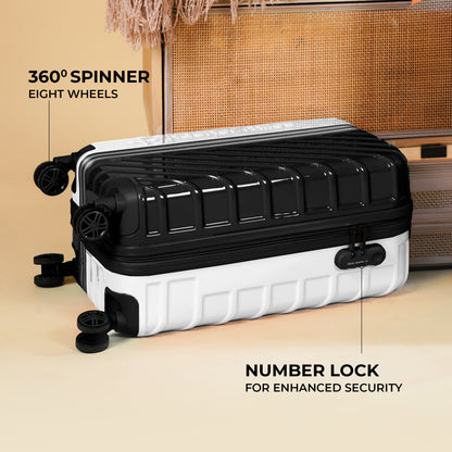 Nasher Miles Vegas Hard-Sided Polycarbonate Cabin Luggage Black&White 20 inch |55 Trolley Bag