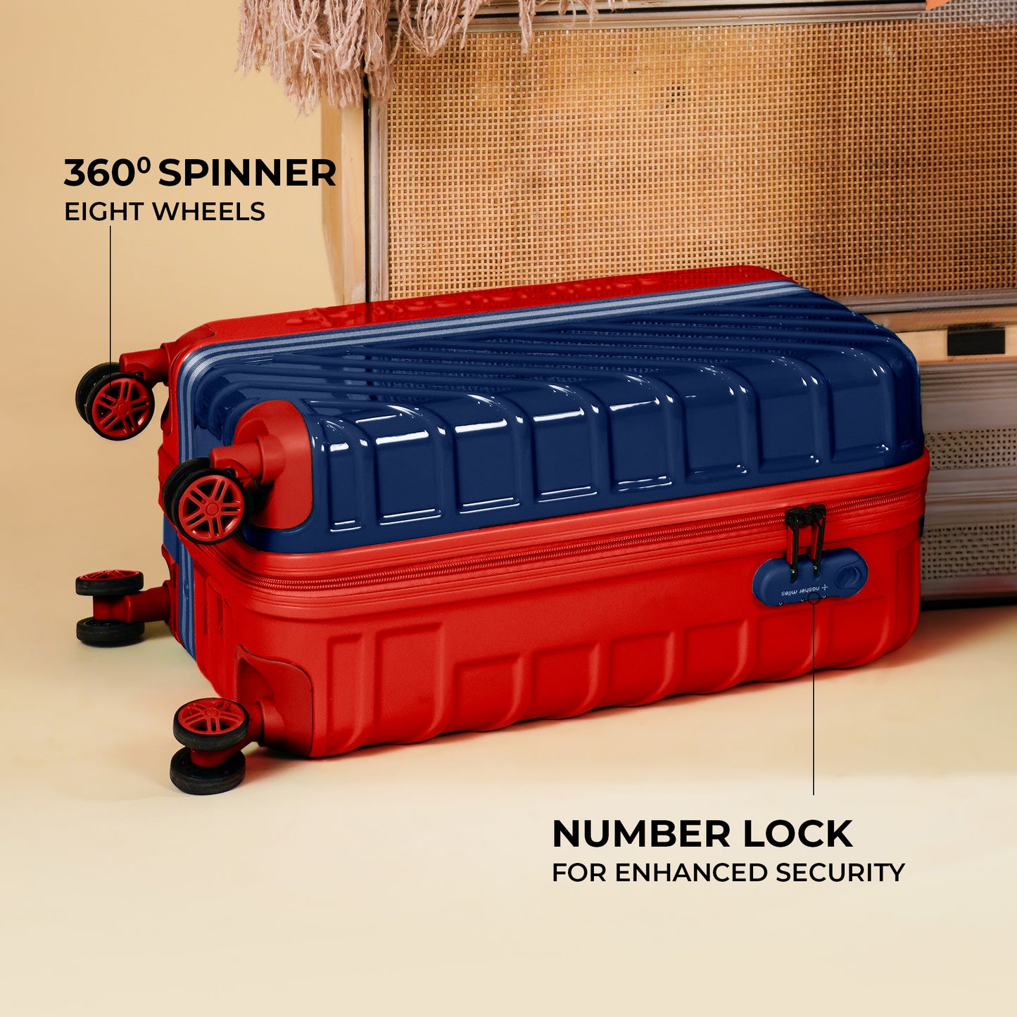 Nasher Miles Vegas Hard-Sided Polycarbonate Cabin Luggage Red&Blue 20 inch |55 Trolley Bag