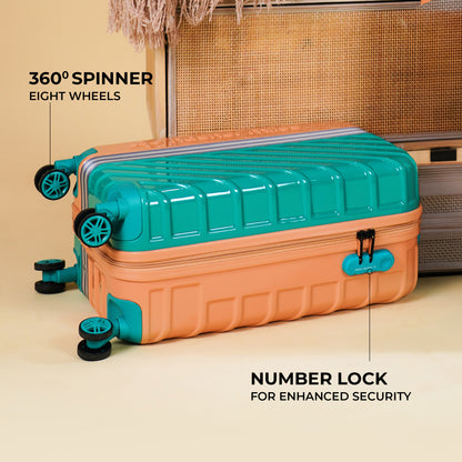 Nasher Miles Vegas Hard-Sided Polycarbonate Cabin Luggage Peach&Sea Blue 20 inch |55 Trolley Bag