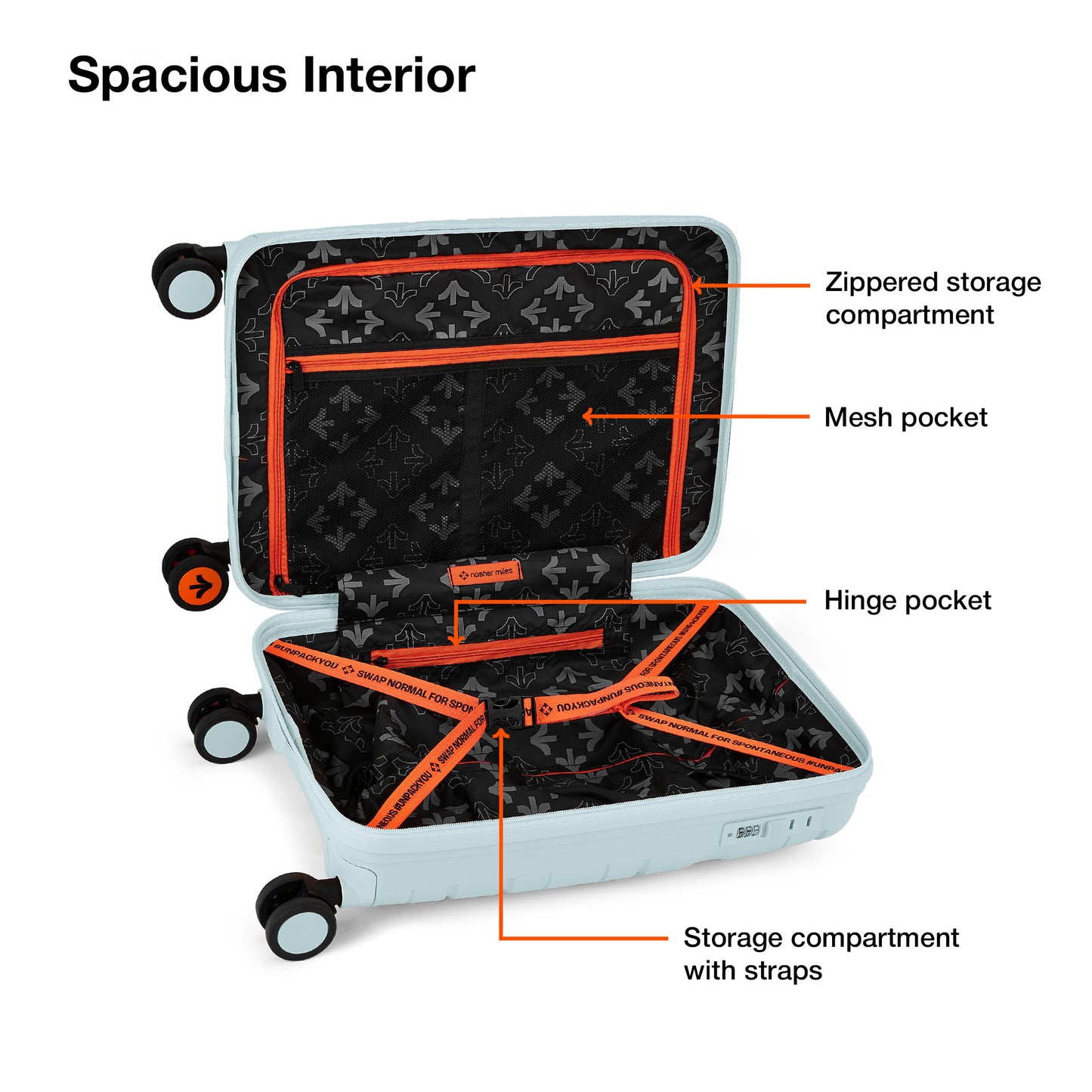 Nasher Miles Paris Hard-Sided Polypropylene Cabin Luggage 20 inch | 55cm | 8 Wheels Small Trolley Bag for Travel | Suitcase (Pastel Green)