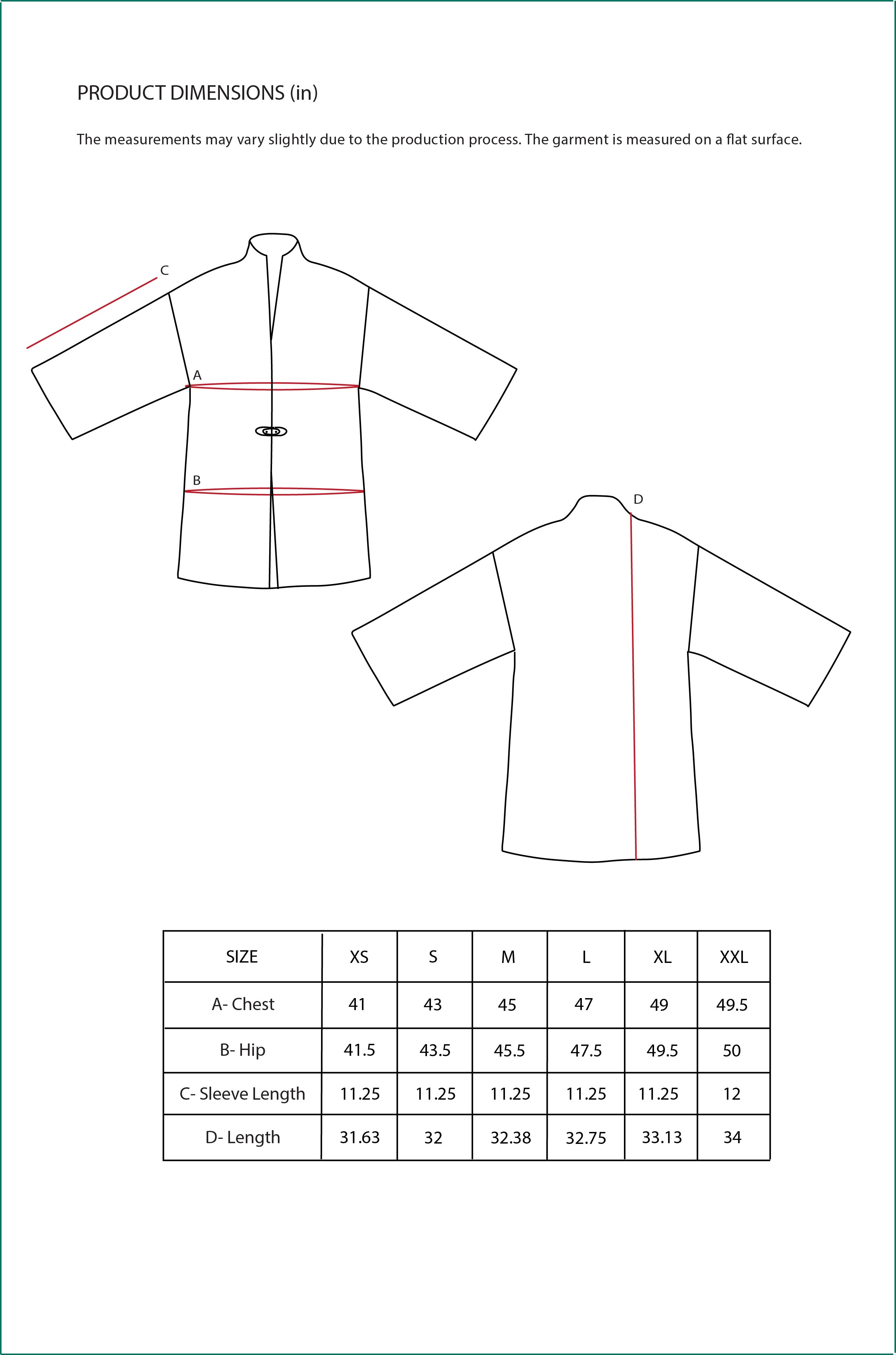 Size Chart for Contemponari-Archer Jacket-Brown