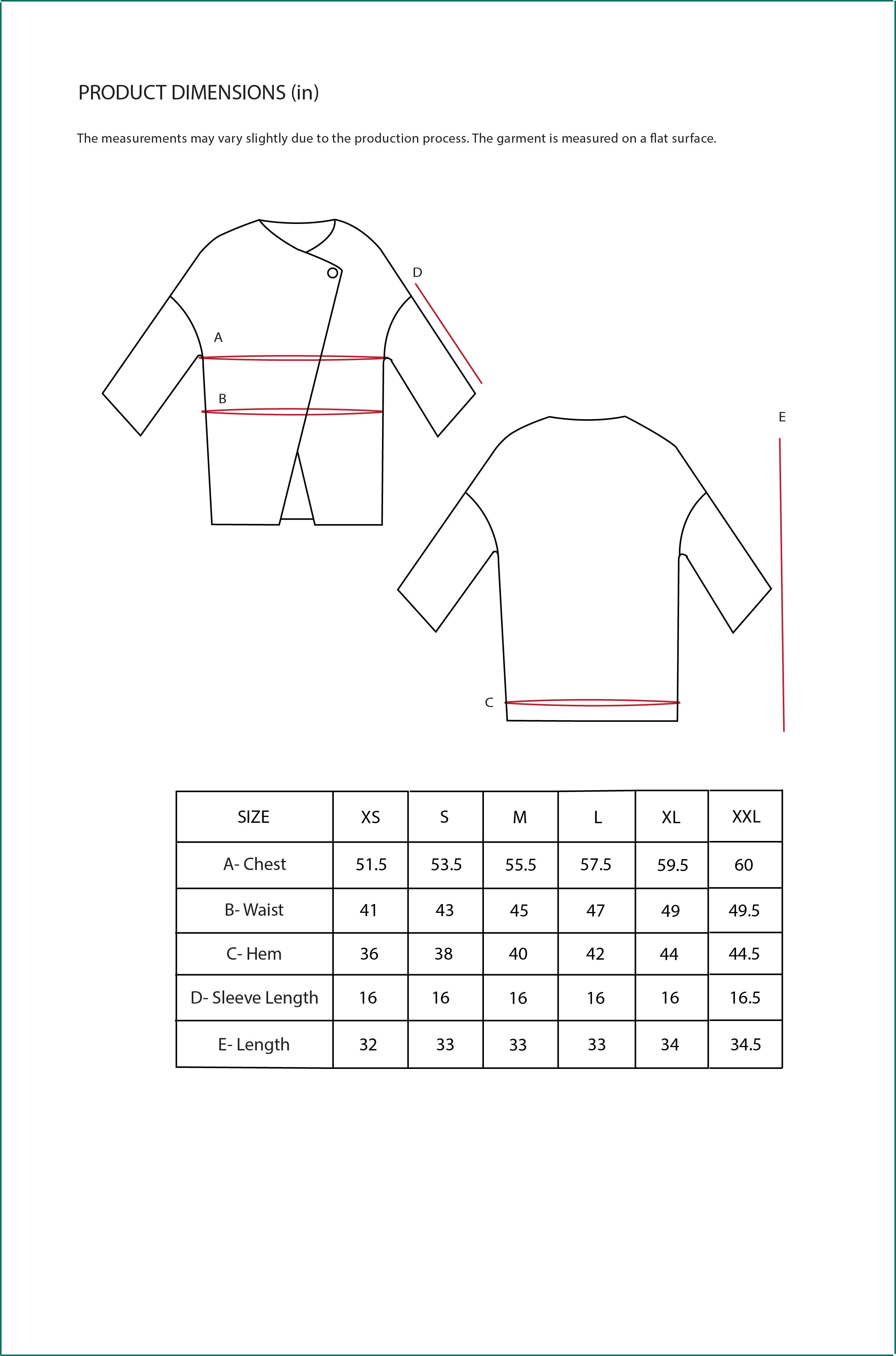 Size Chart for Contemponari-Helios Jacket-Black