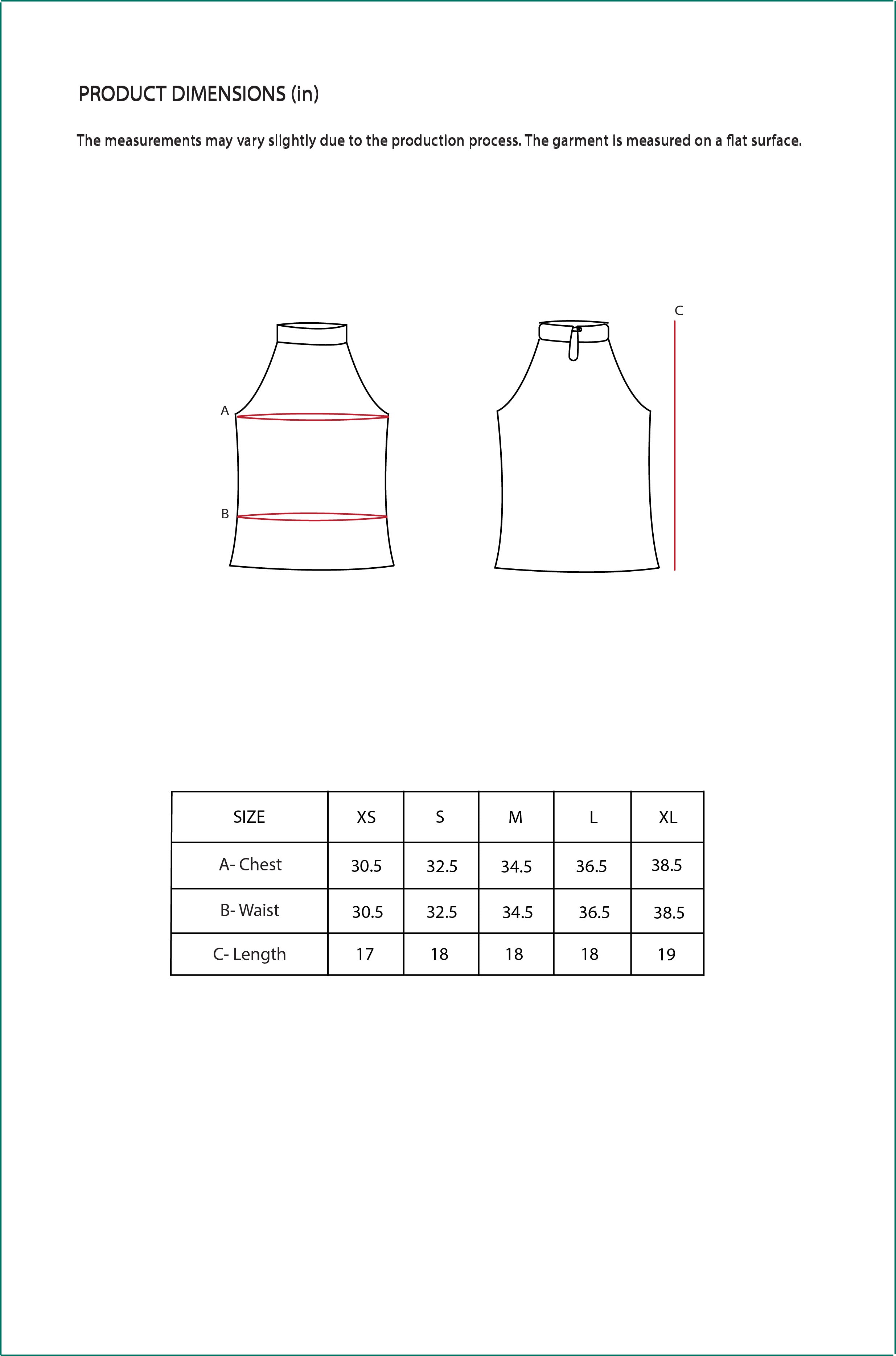 Size Chart for Contemponari-Altair Top-Green