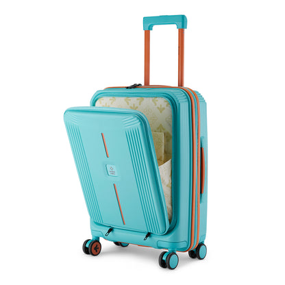 Nasher Miles Alexandria Hard-Sided Polypropylene TSA Lock Cabin Luggage with Laptop Compartment 20 inch | 55cm | 8 Wheels Small Trolley Bag for Travel | Suitcase (Teal Peach)