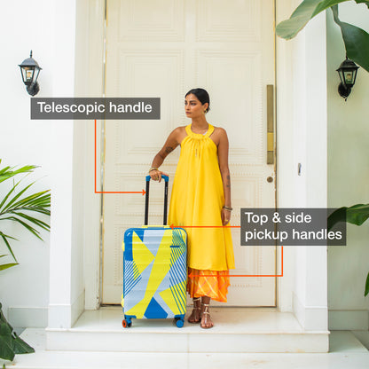 Nasher Miles Chicago Hard-Sided Polycarbonate Printed Cabin Luggage Lemon Teal 20 inch (55) Trolley Bag