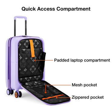 Nasher Miles Plus Springfield Hard-Sided Polypropylene Cabin Luggage with Laptop Compartment Pastel Purple 20 inch |55 Trolley Bag