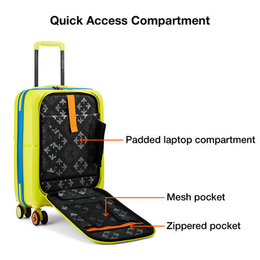 Nasher Miles Plus Springfield Hard-Sided Polypropylene Cabin Luggage with Laptop Compartment Apple Green 20 inch |55 Trolley Bag