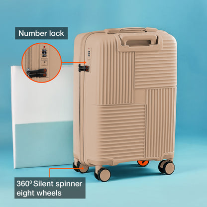 Nasher Miles Singapore Hard-Sided Polypropylene Cabin Luggage Champagne 20 inch |55 Trolley Bag