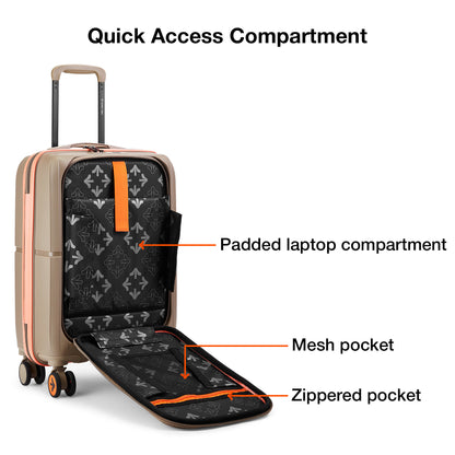 Nasher Miles Plus Springfield Hard-Sided Polypropylene Cabin Luggage with Laptop Compartment Champagne 20 inch |55 Trolley Bag