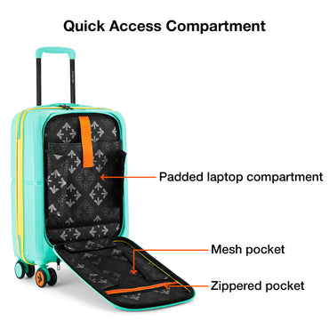 Nasher Miles Plus Springfield Hard-Sided Polypropylene Cabin Luggage with Laptop Compartment Cool Mint 20 inch |55 Trolley Bag