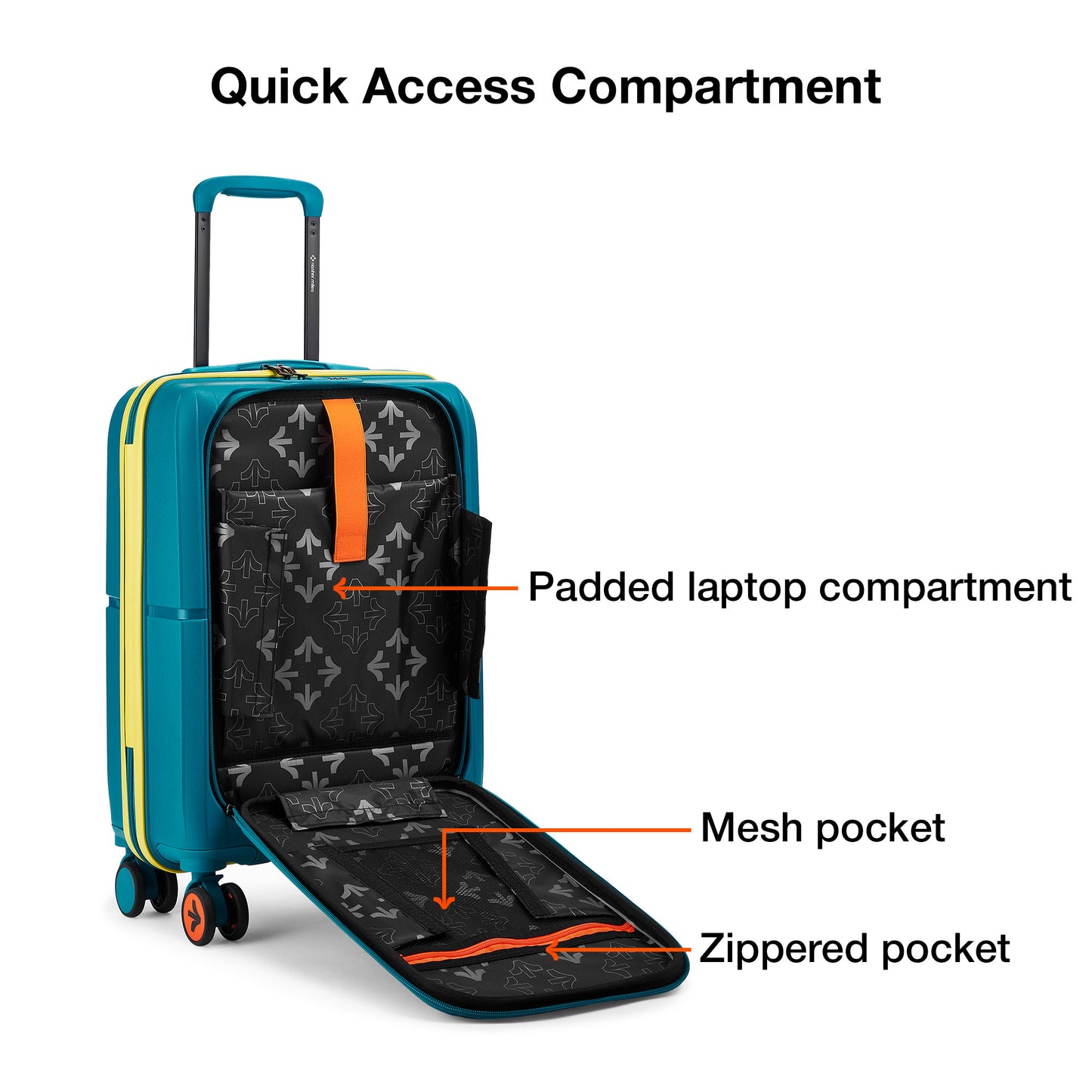 Nasher Miles Plus Springfield Hard-Sided Polypropylene Cabin Luggage with Laptop Compartment Navy Blue 20 inch |55 Trolley Bag