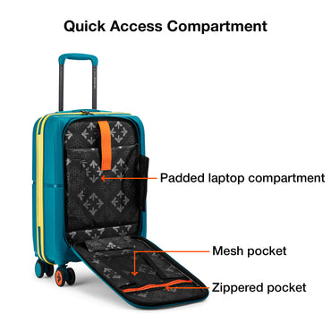 Nasher Miles Plus Springfield Hard-Sided Polypropylene Cabin Luggage with Laptop Compartment Navy Blue 20 inch |55 Trolley Bag