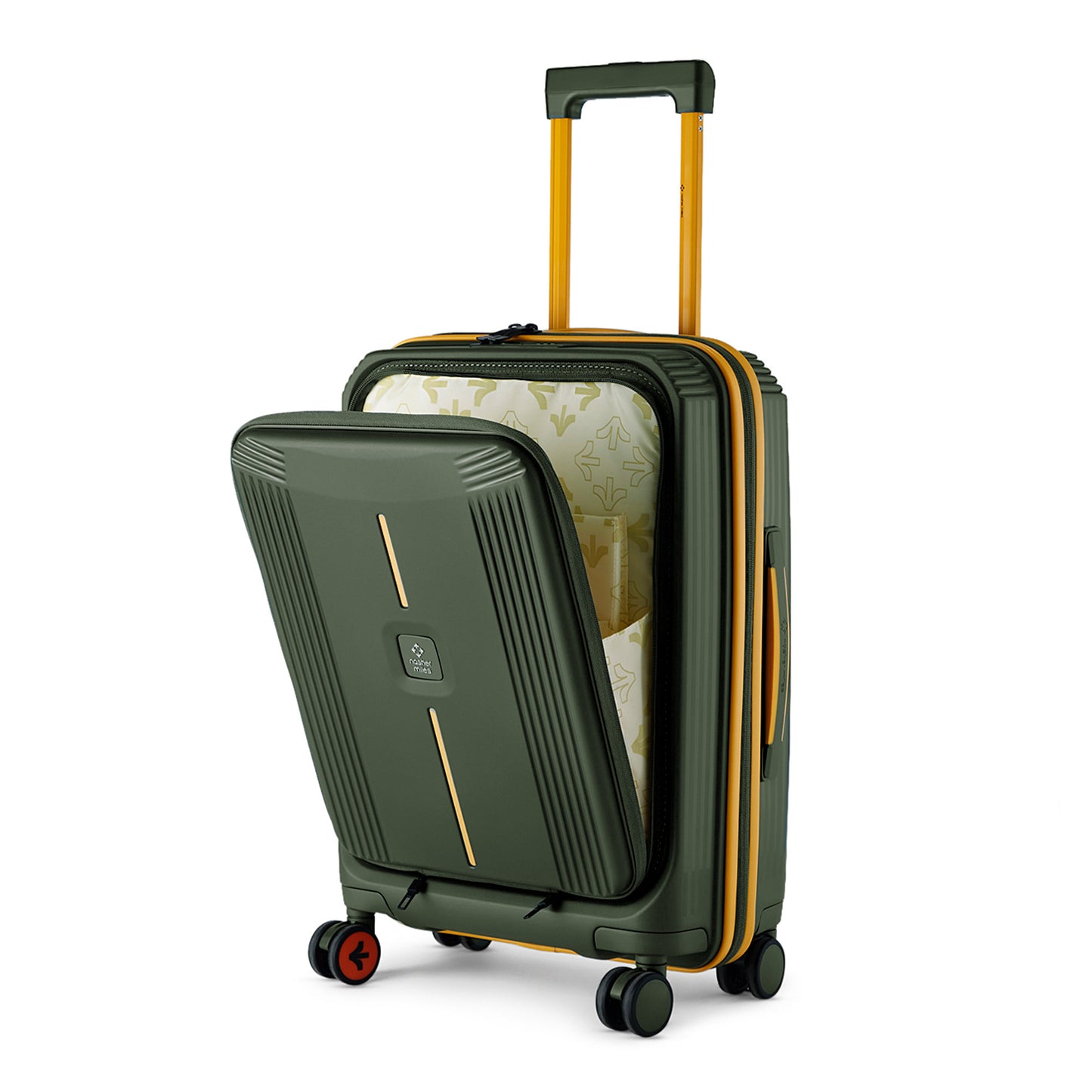 Nasher Miles Alexandria Hard-Sided Polypropylene TSA Lock Cabin Luggage with Laptop Compartment 20 inch | 55cm | 8 Wheels Small Trolley Bag for Travel | Suitcase (Green Yellow)