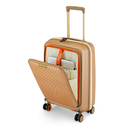 Nasher Miles Capri Hard-Sided Polypropylene Cabin Luggage with Laptop Compartment 20 inch | 55cm | 8 Wheels Small Trolley Bag for Travel | Suitcase (Champagne & RoseGold)