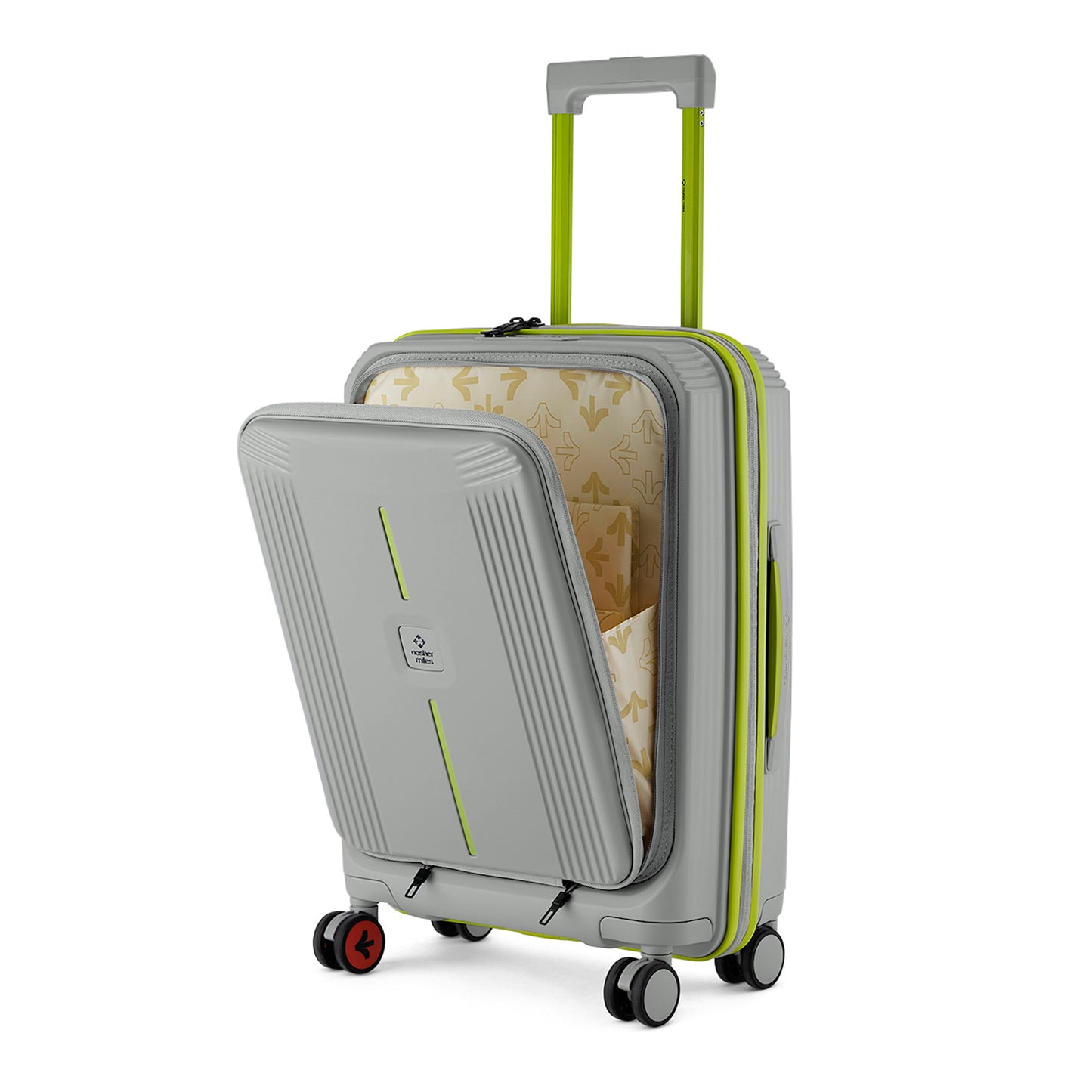 Nasher Miles Alexandria Hard-Sided Polypropylene TSA Lock Cabin Luggage with Laptop Compartment 20 inch | 55cm | 8 Wheels Small Trolley Bag for Travel | Suitcase (Grey Green)