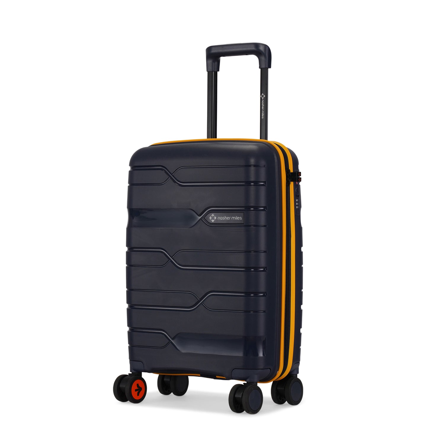 Nasher Miles Cannes Hard-sided Polypropylene Cabin Luggage Navy Blue Yellow 20 inch | 55 cm Small Trolley bag