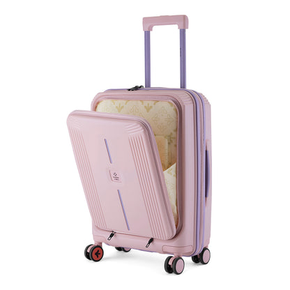 Nasher Miles Alexandria Hard-Sided Polypropylene TSA Lock Cabin Luggage with Laptop Compartment 20 inch | 55cm | 8 Wheels Small Trolley Bag for Travel | Suitcase (Peach Grey)