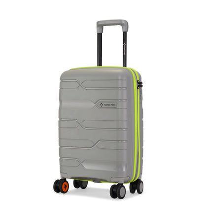 Nasher Miles Cannes Hard-sided Polypropylene Cabin Luggage Grey Neon Green 20 inch | 55 cm Small Trolley bag