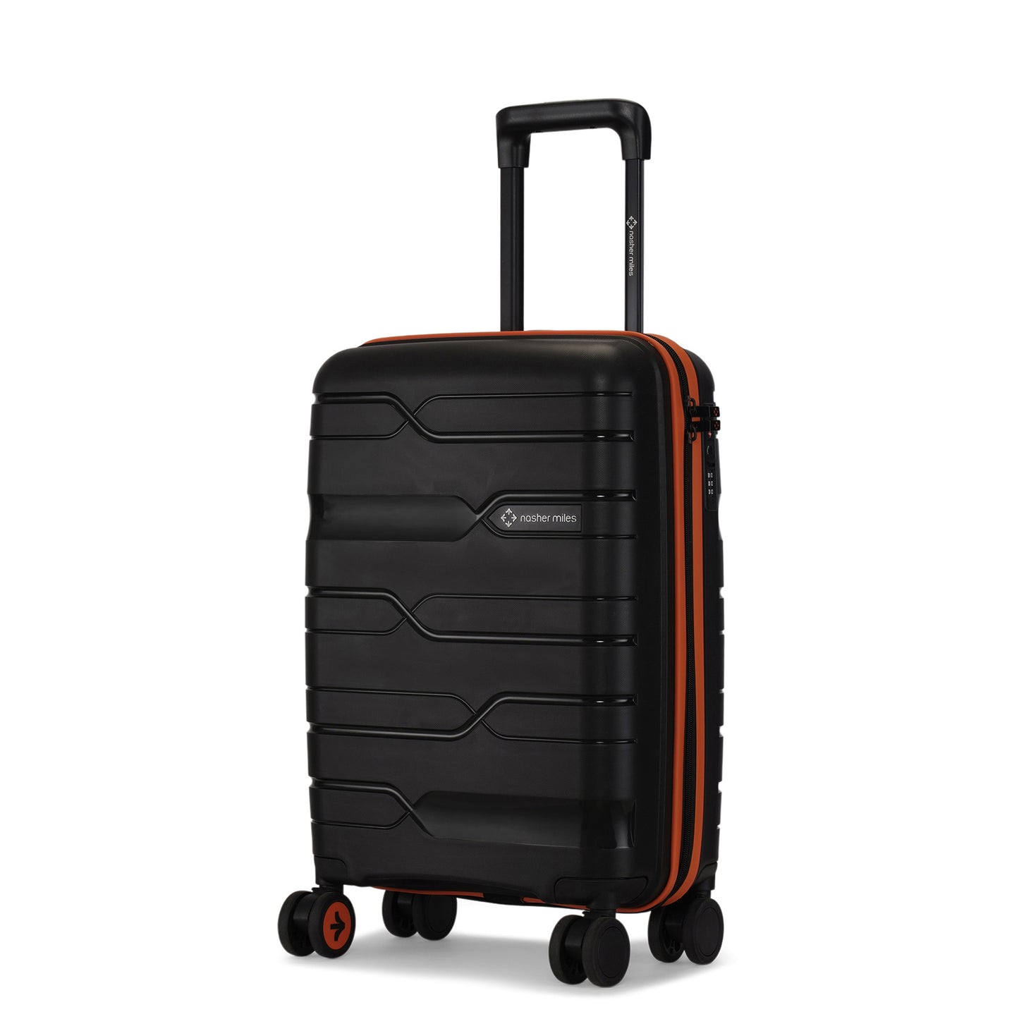 Nasher Miles Cannes Hard-sided Polypropylene Cabin Luggage Black Orange 20 inch | 55 cm Small Trolley bag