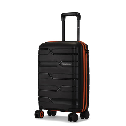 Nasher Miles Cannes Hard-sided Polypropylene Cabin Luggage Black Orange 20 inch | 55 cm Small Trolley bag