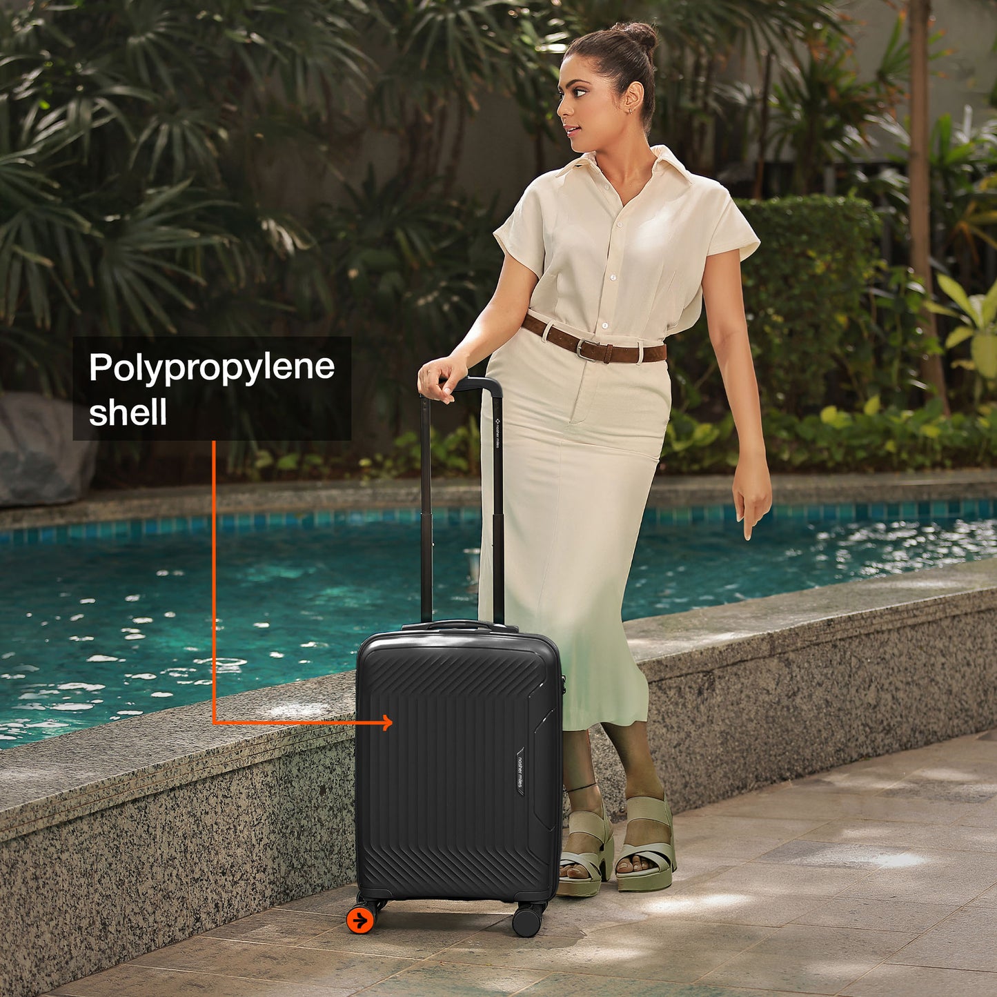 Nasher Miles Coorg Hard-Sided Polypropylene Cabin Luggage Black 20 inch |55 Trolley Bag