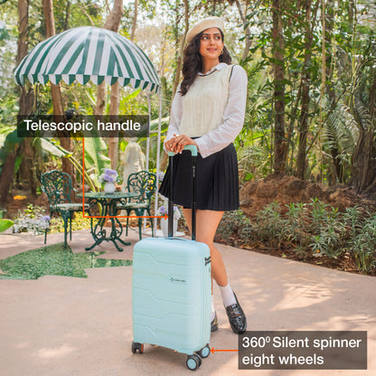 Nasher Miles Paris Hard-Sided Polypropylene Cabin Luggage 20 inch | 55cm | 8 Wheels Small Trolley Bag for Travel | Suitcase (Pastel Green)